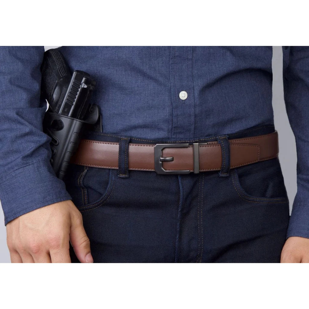 BROWN Leather 1.5” Gun Belt X5 Buckle
