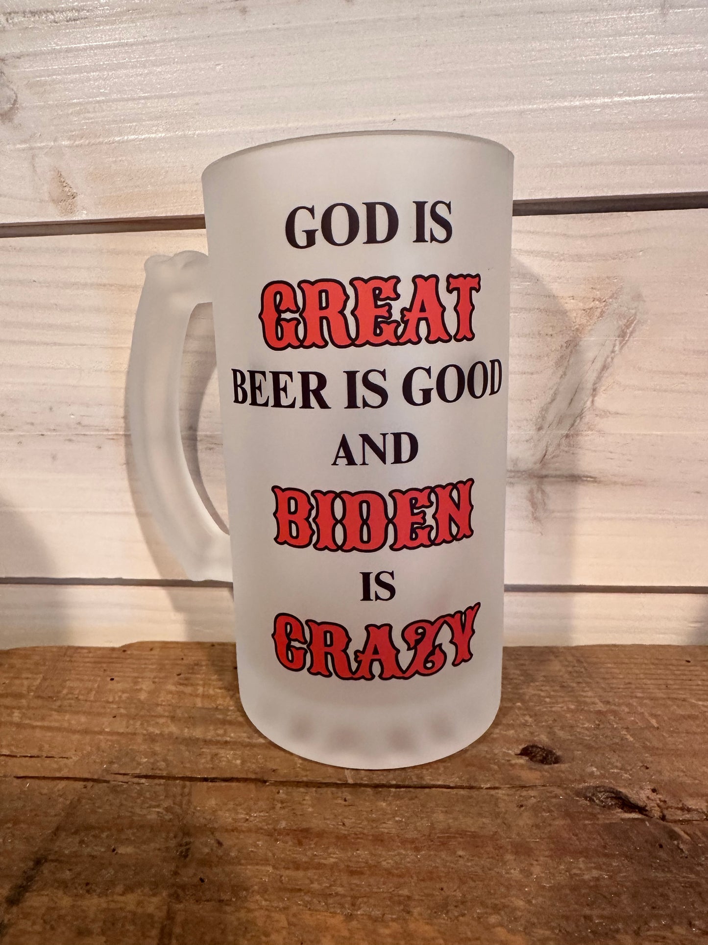 FROSTED BEER MUG GOD IS GREAT